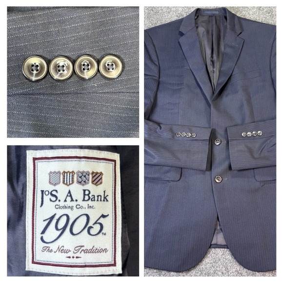 Jos. A. Bank Other - Jos A Bank 1905 Mens Slim Fit Navy Pinstripe Wool Suit Jacket Blazer 40L